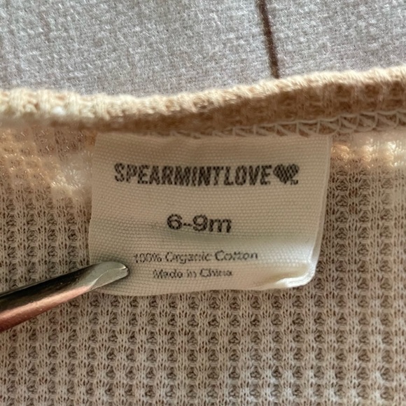 Spearmint Love Organic Waffle Knit Footie Pajama Baby Girl 6-9 Months One Piece - Picture 2 of 9